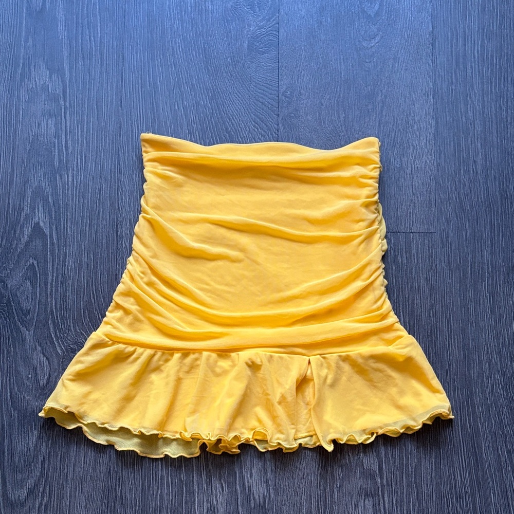 Oh Polly Yellow Ruffled Mini Skirt